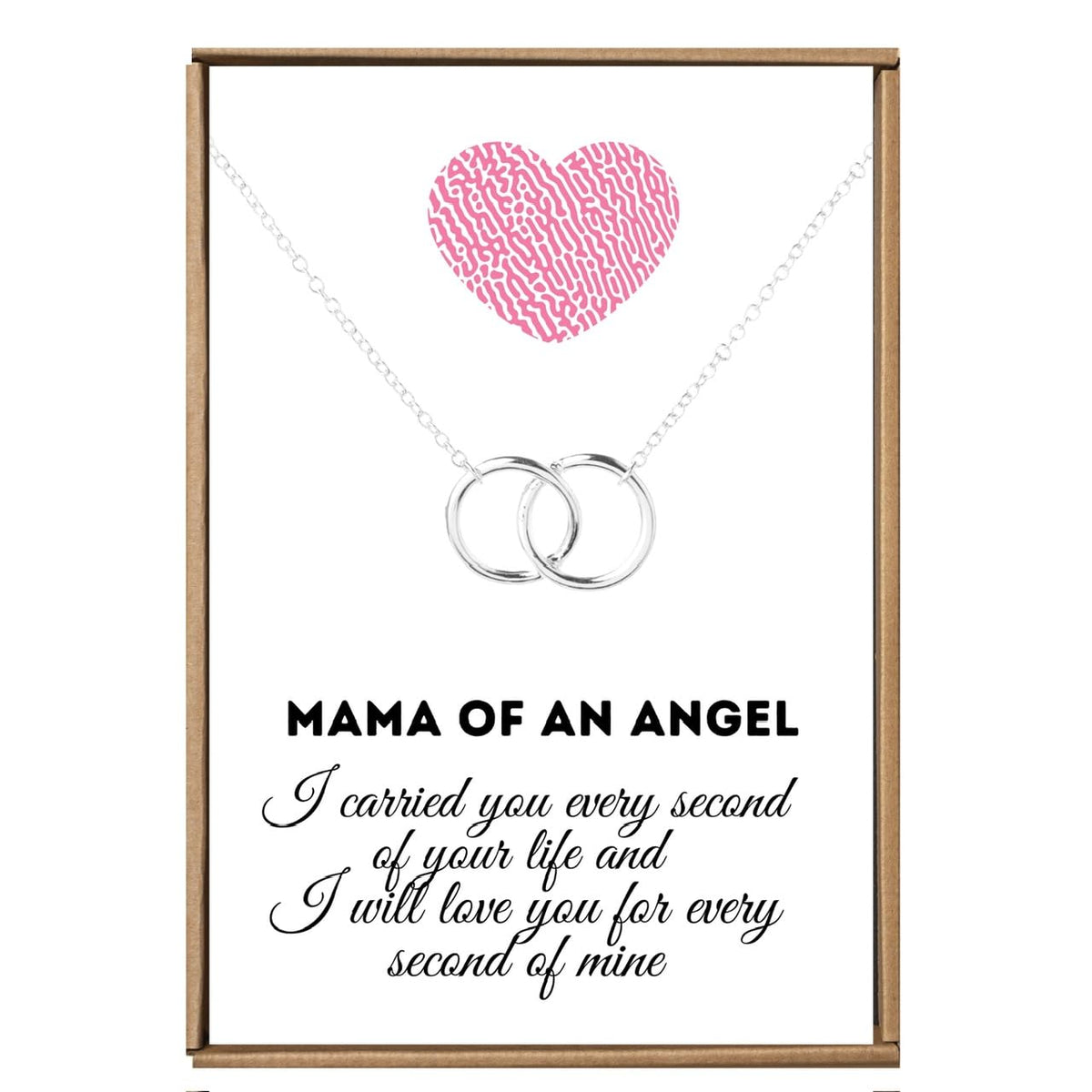 VIY Personal Card miscarriage keepsake necklace close-up pendant for remembrance.