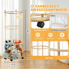 Viyuse open-tier nursery storage promotes independent cleanup for kids.
