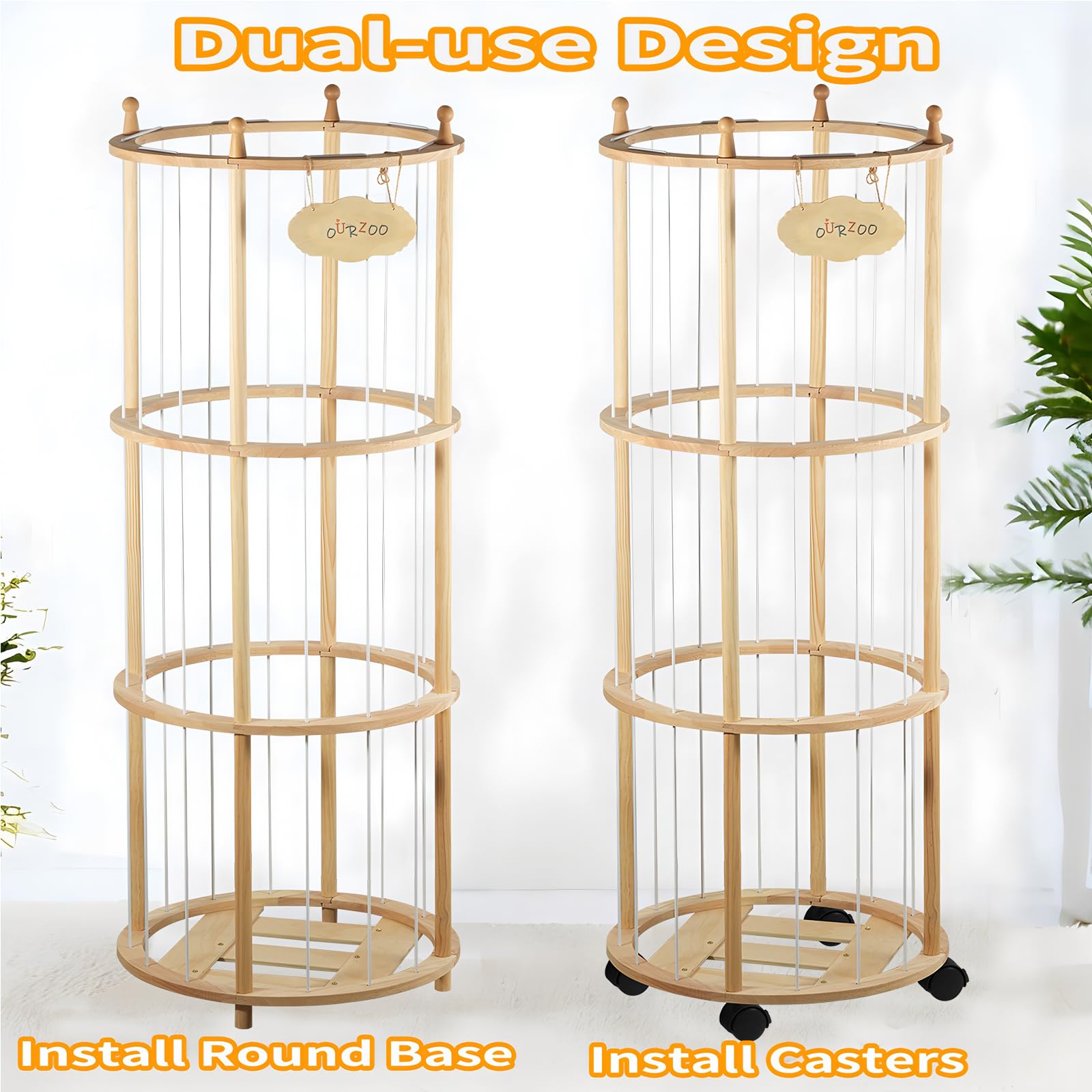 Viyuse stuffed animal zoo storage with lockable wheels for mobility.