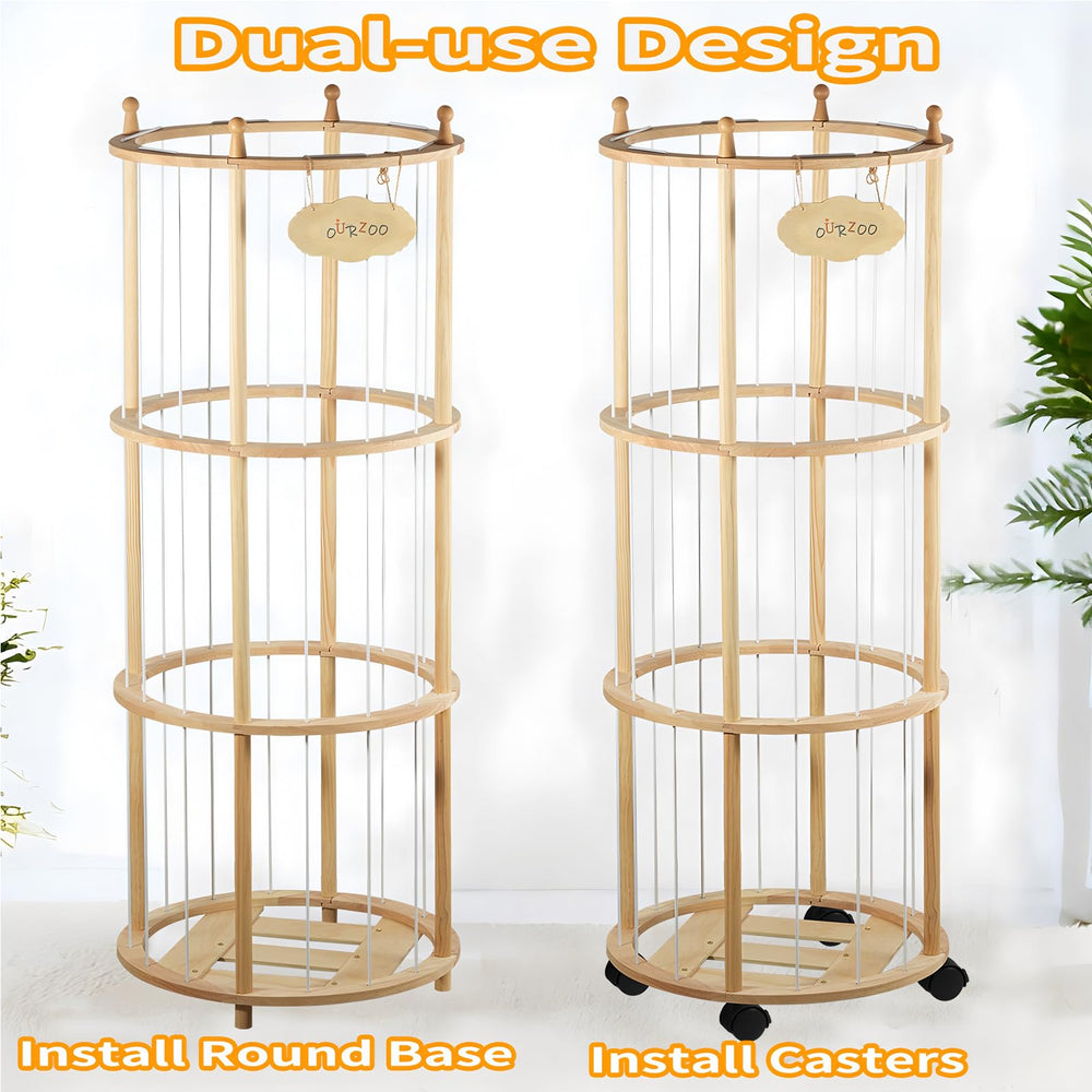 Viyuse stuffed animal zoo storage with lockable wheels for mobility.