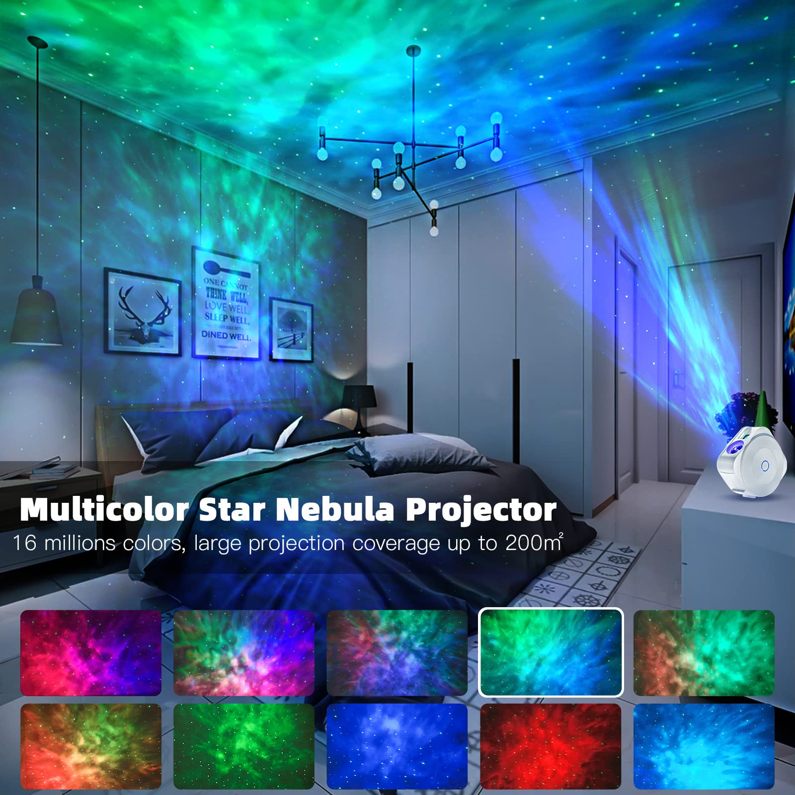 V JULES.V Galaxy Projector rotatable base angles for versatile ceiling placement.