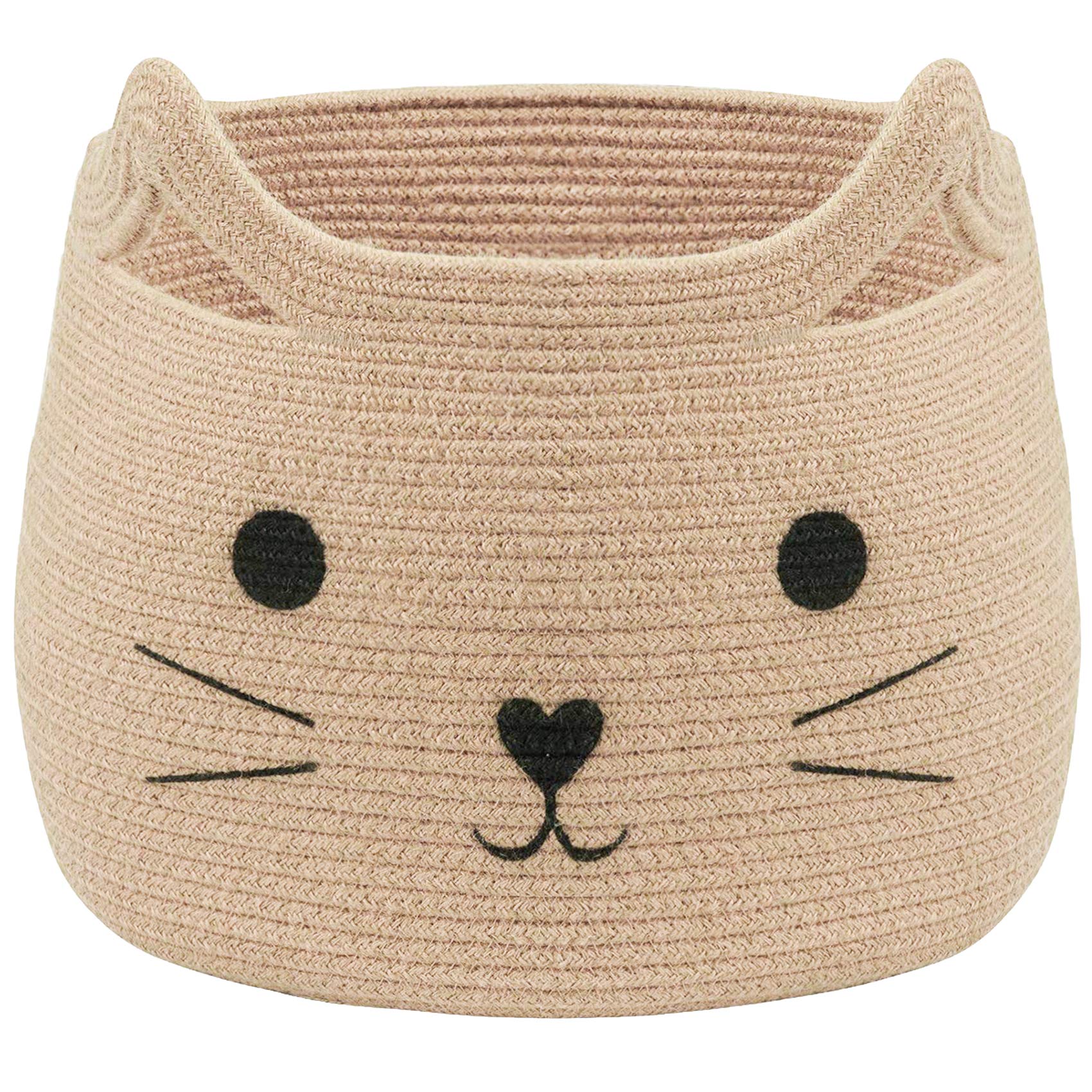 VK Living Animal Basket with cat-face design, large storage for towels and toys.