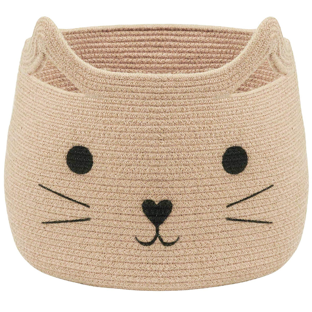 VK Living Animal Basket with cat-face design, large storage for towels and toys.