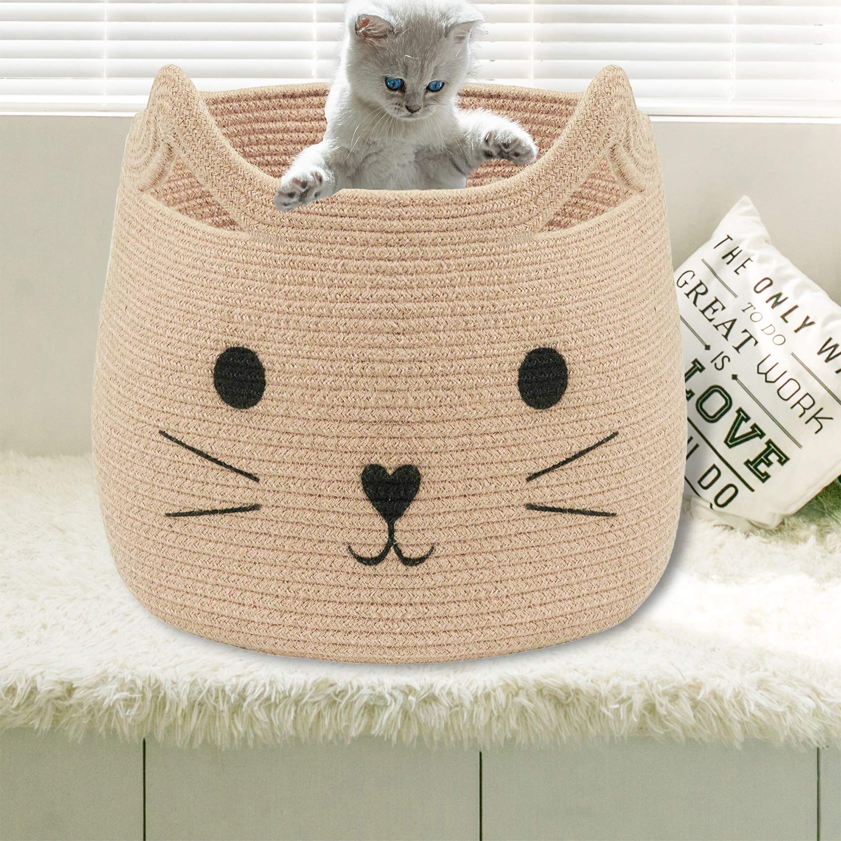Gift-worthy VK Living cat-design basket, perfect for baby showers or birthdays.