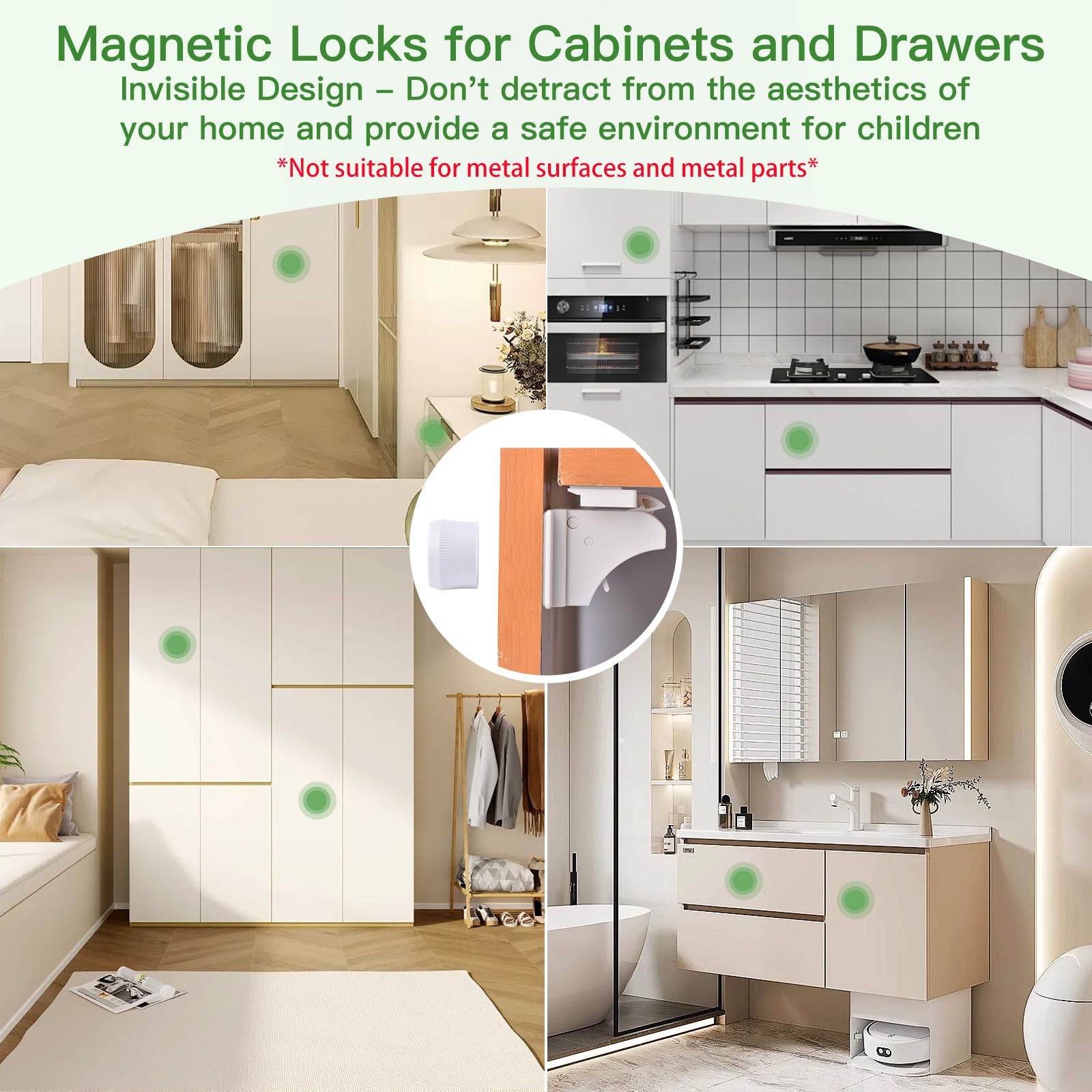 Vkania locks installed inside cabinet invisible from outside