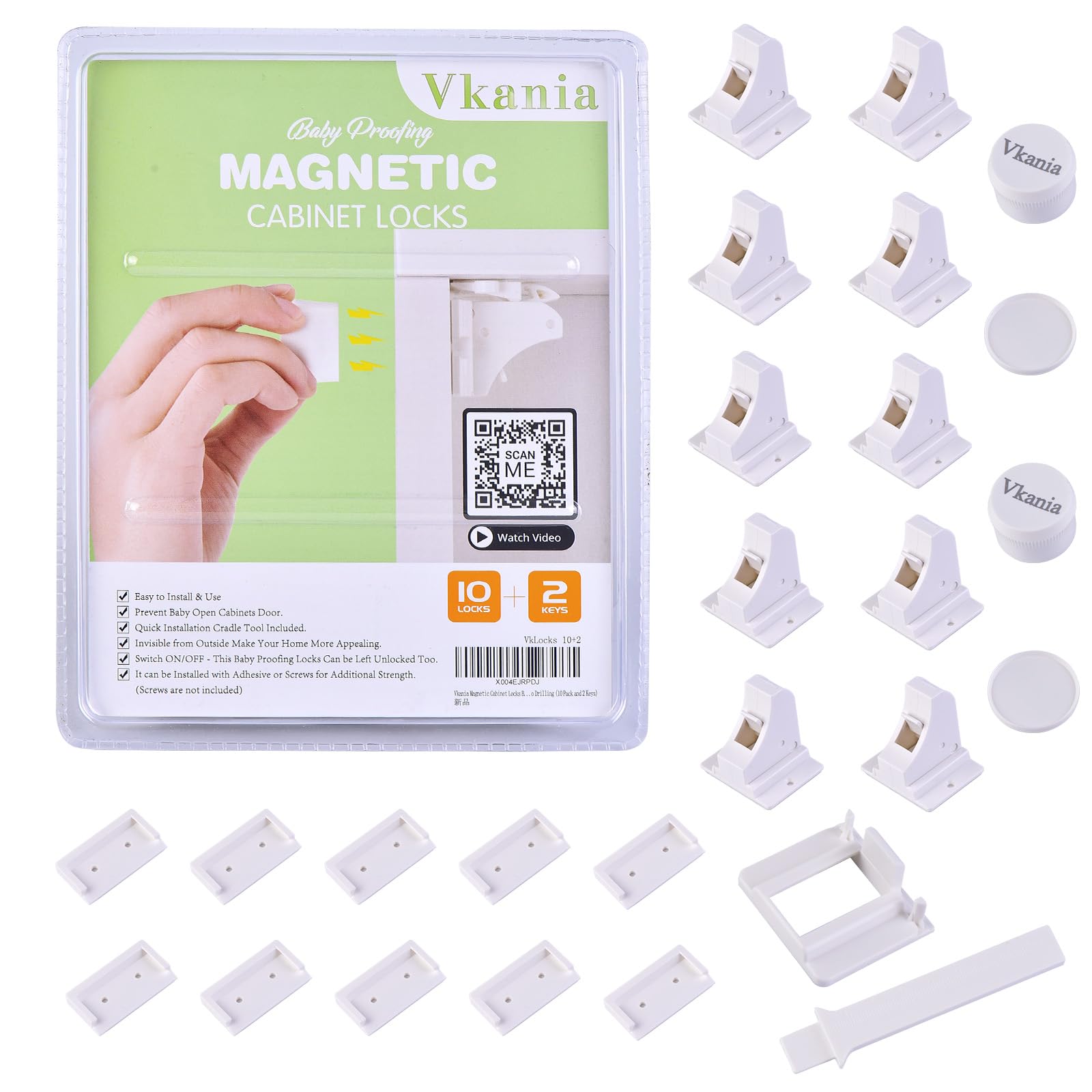 Vkania magnetic cabinet locks inside cabinet doors provide discreet child safety.