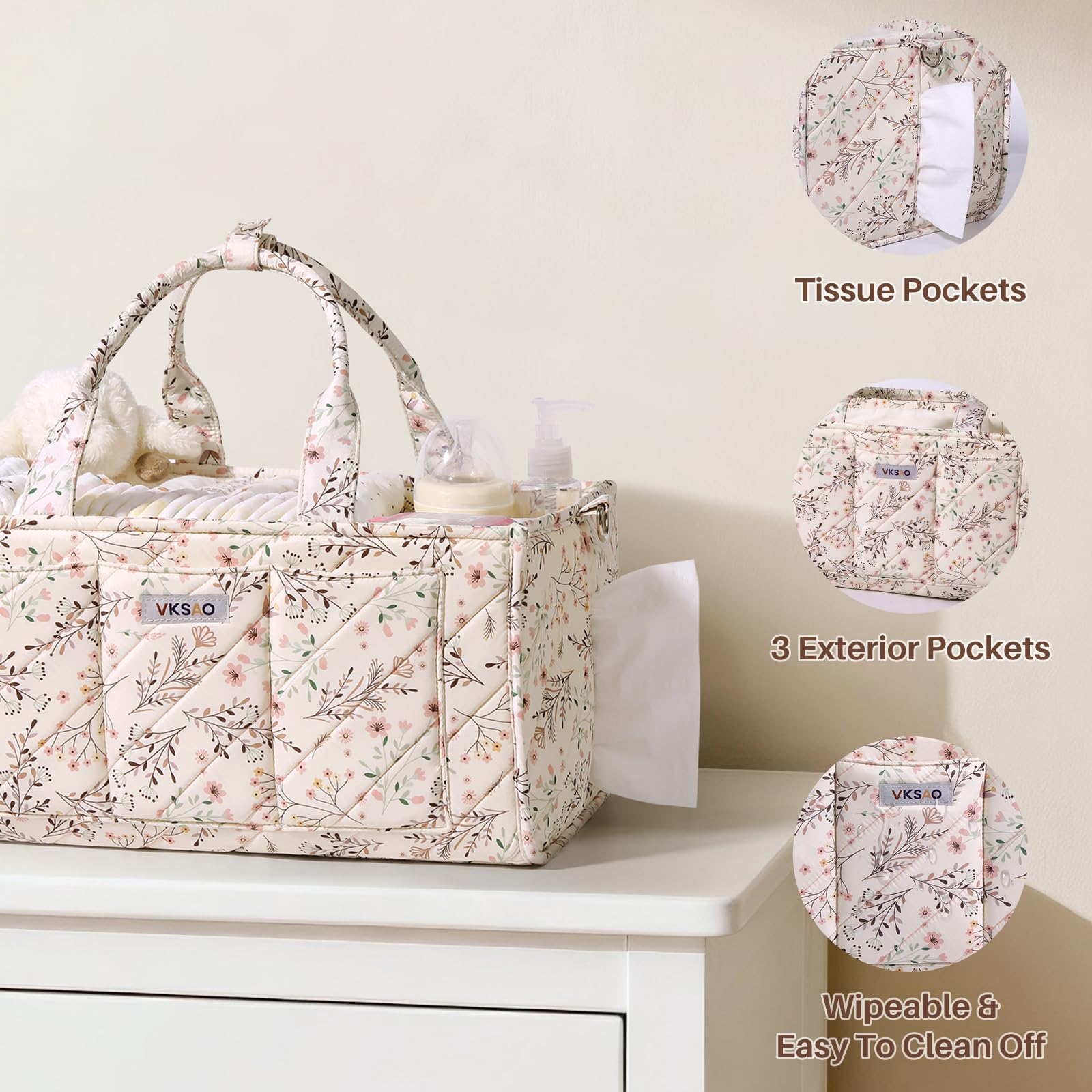 VKSAO compact dimensions fit standard changing tables and car storage