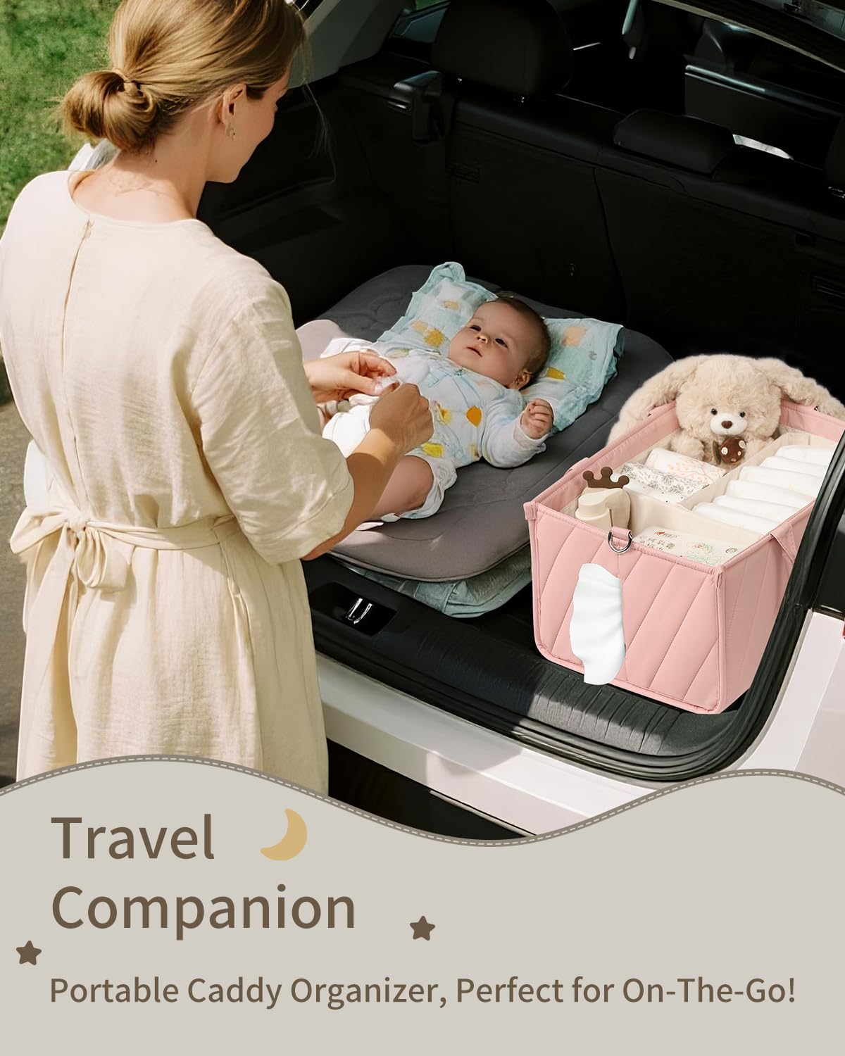 VKSAO Diaper Caddy stands sturdy on a nursery surface