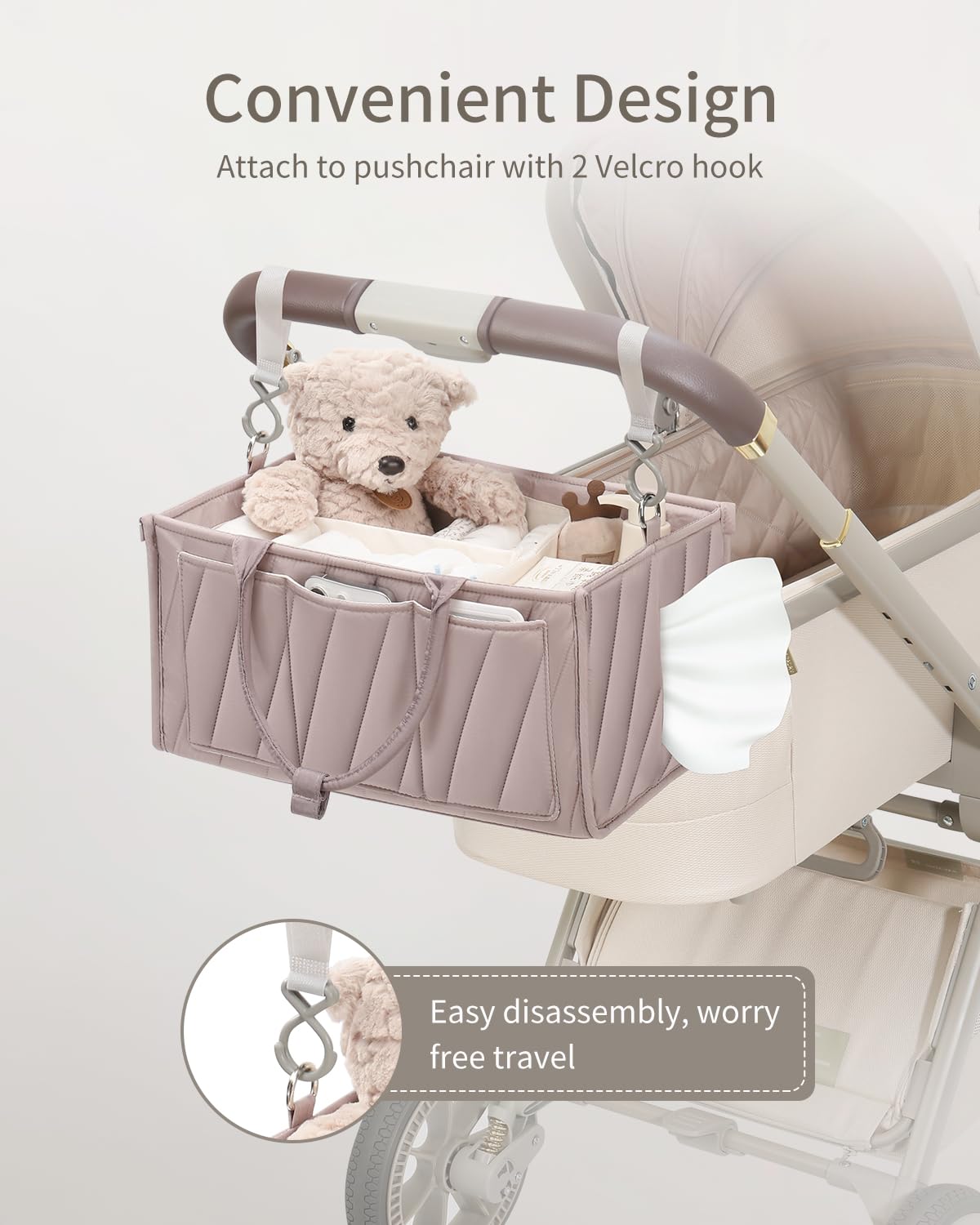 VKSAO Diaper Caddy with stroller hooks for on-the-go diapering