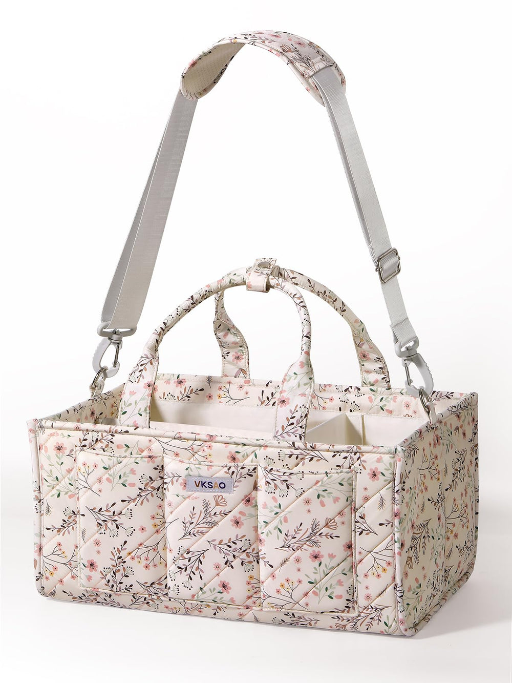 VKSAO diaper caddy mounted on stroller hooks for quick access