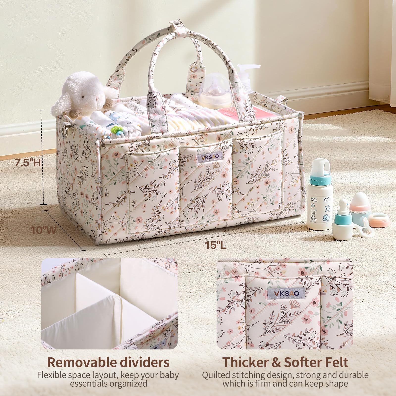 VKSAO water-resistant quilted fabric resists spills and wipes clean