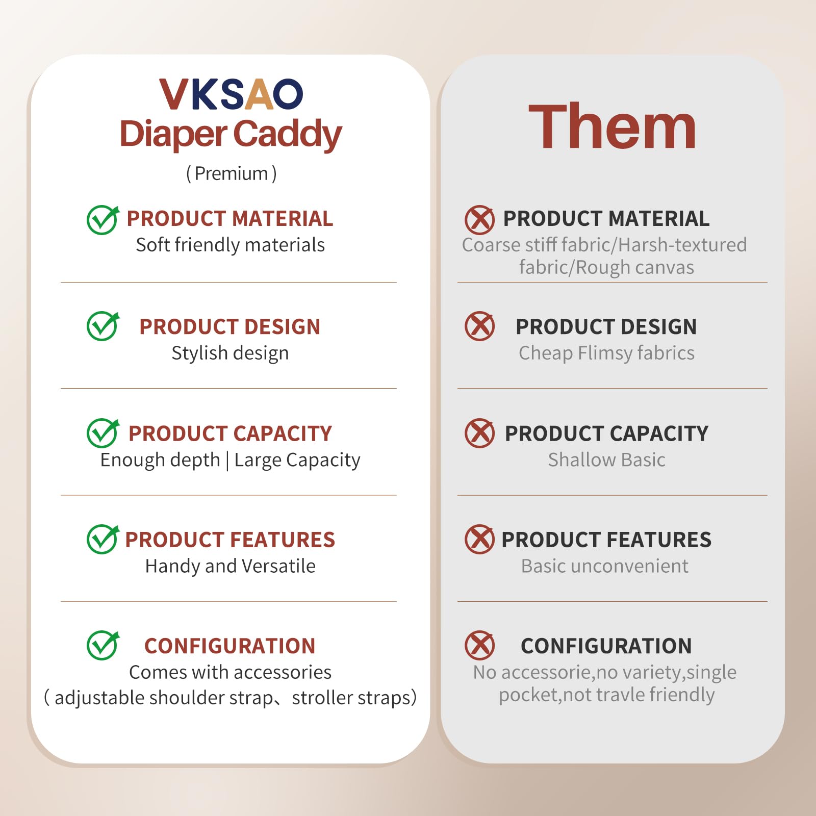 VKSAO XL diaper caddy full diaper load highlighting 22.5L capacity for twins