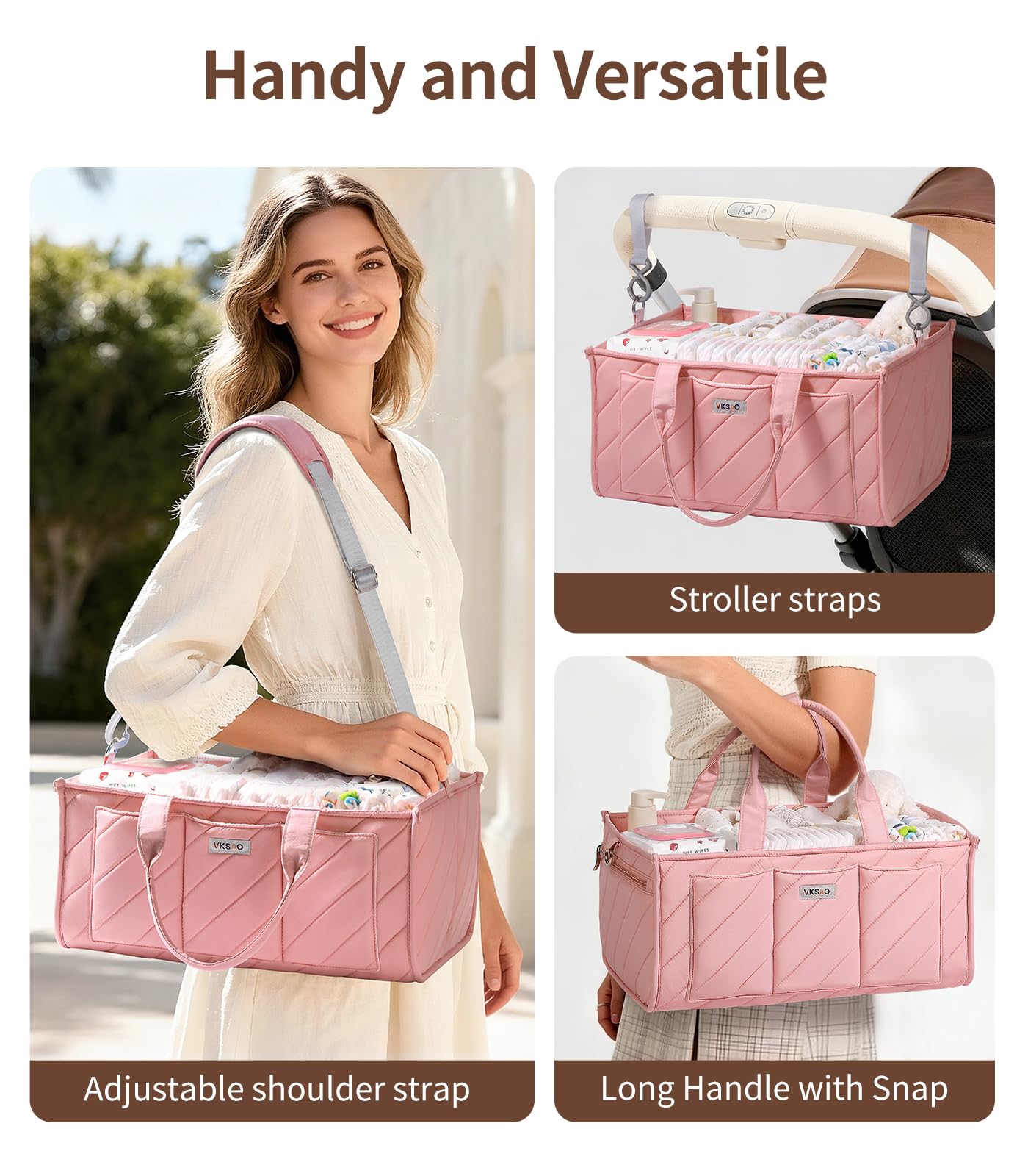 VKSAO XL diaper caddy water-resistant quilted fabric resists spills
