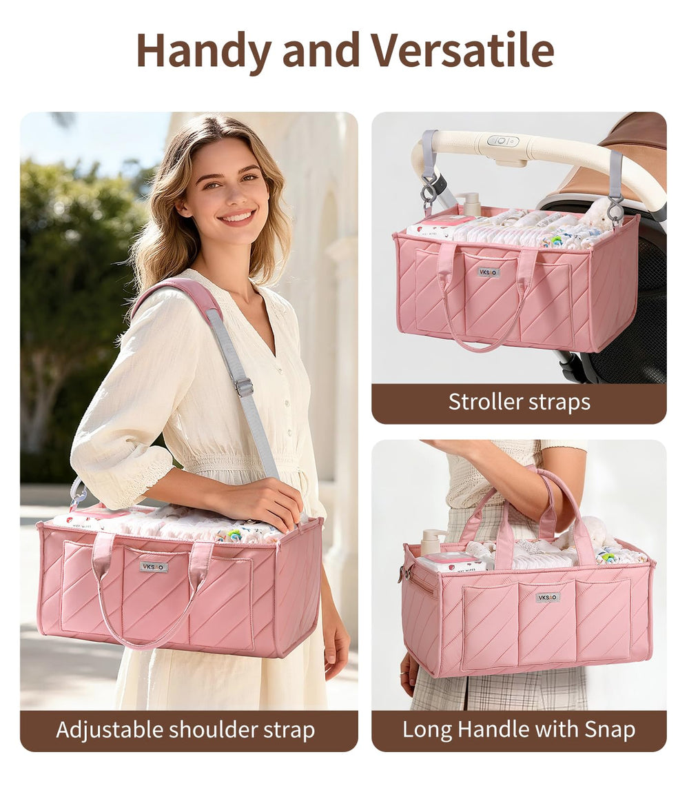 VKSAO XL diaper caddy water-resistant quilted fabric resists spills