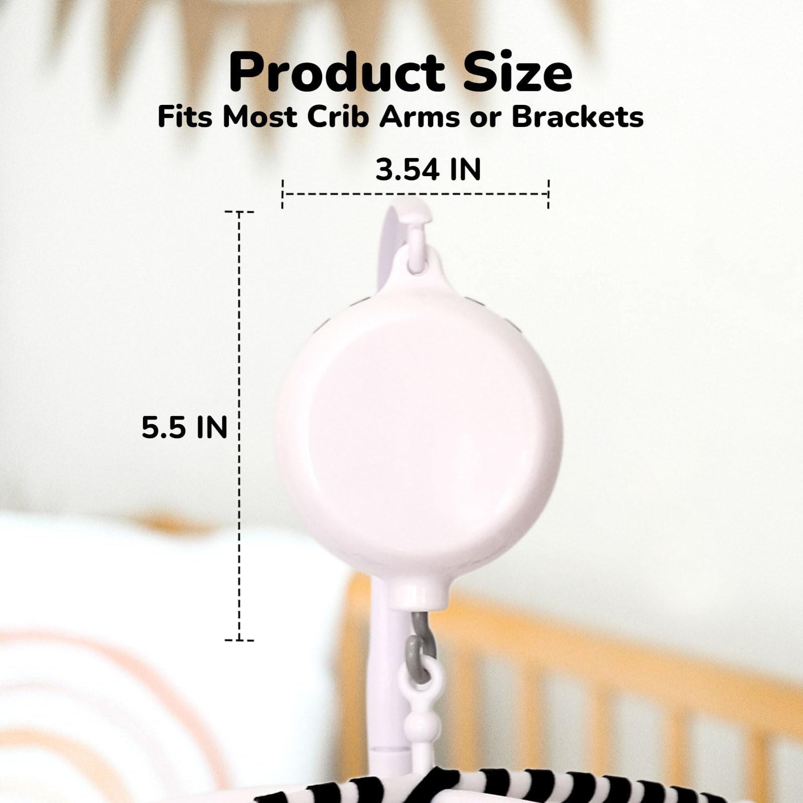 Vlokup baby mobile battery-powered design enables cordless placement.