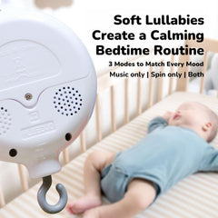 Vlokup baby mobile music collection provides soothing lullabies to calm baby.