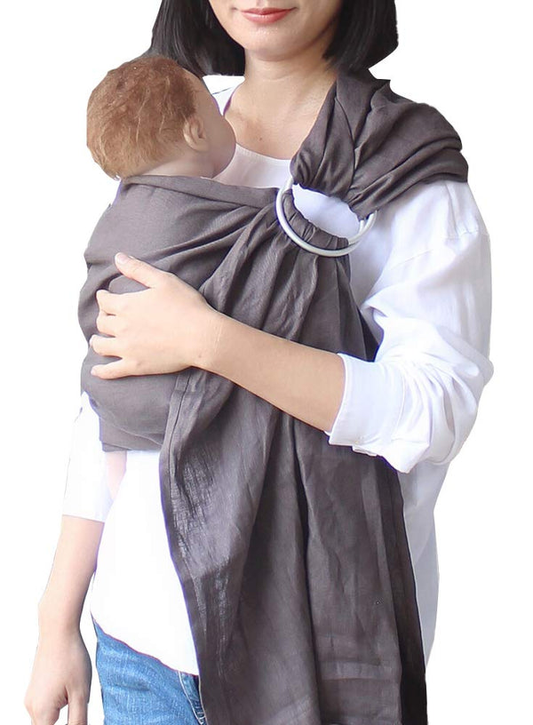 Vlokup Baby Ring Sling close-up of rings and fabric showing adjustable comfort