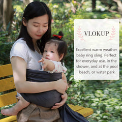 Vlokup Aluminum rings show easy adjustment for secure, comfortable baby wearing.