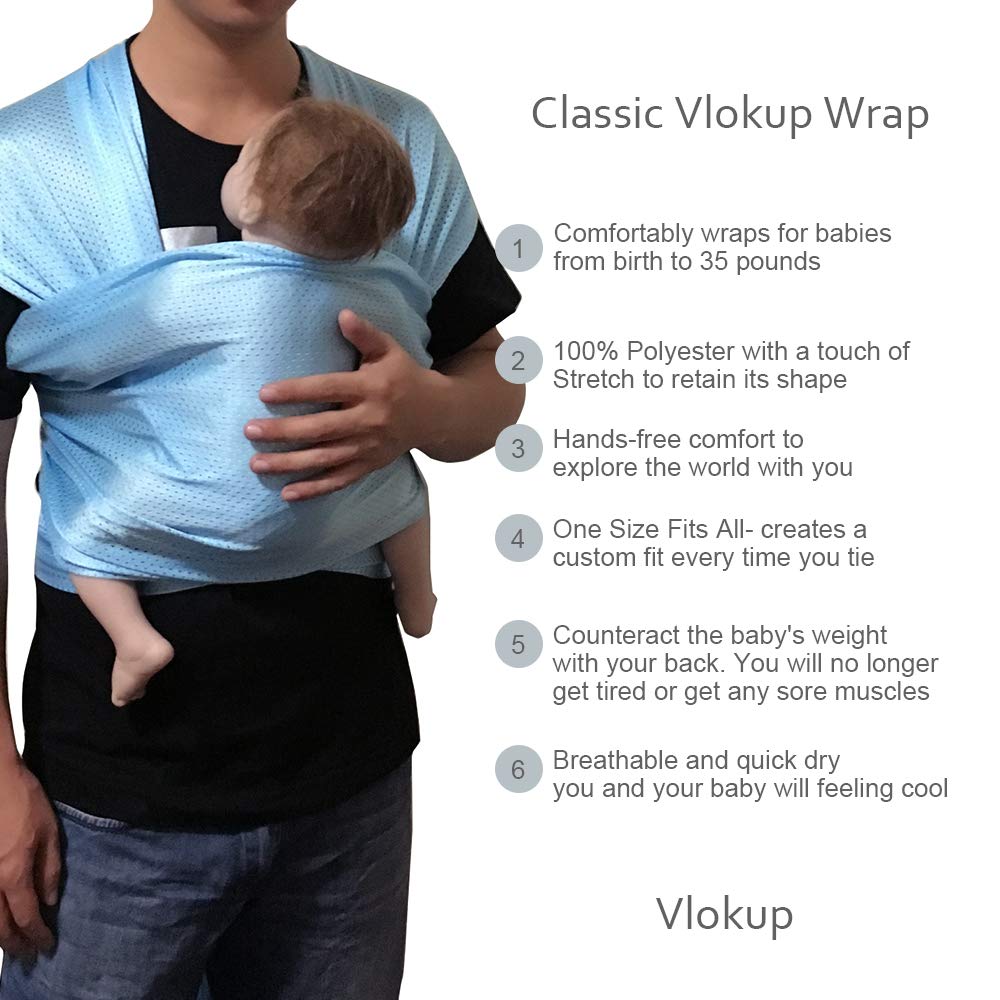 Vlokup wrap close-up of baby's head and spine support.