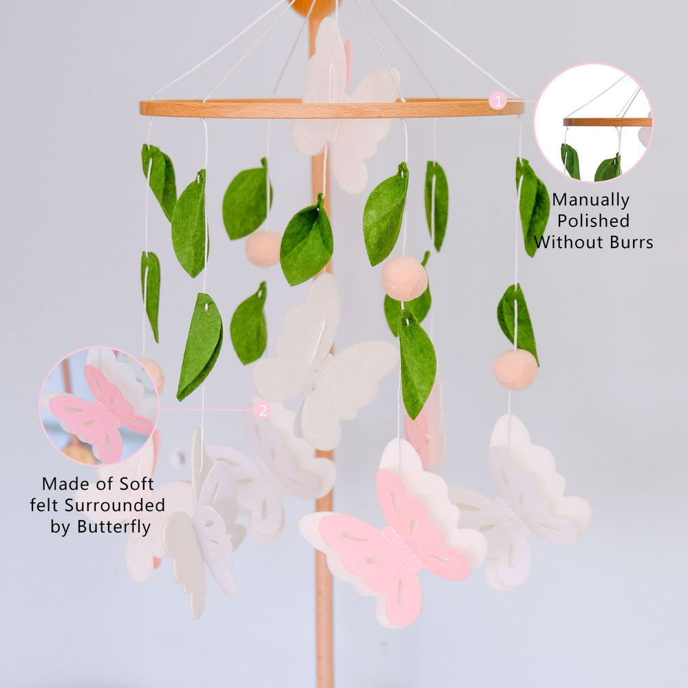 Vlokup butterfly mobile offers gender neutral nursery decor.