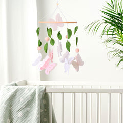 Vlokup butterfly mobile uses soft felt for safe viewing.