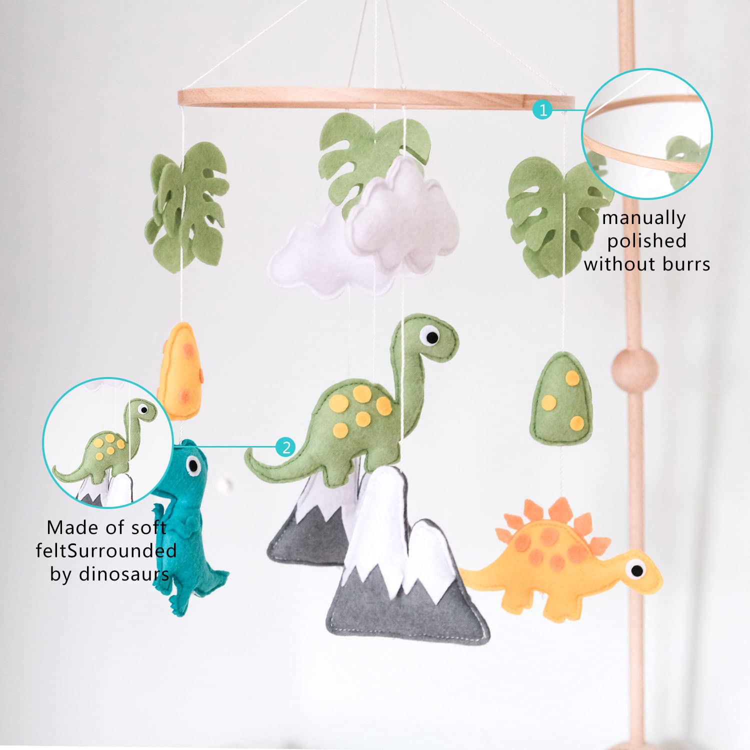 Vlokup gender-neutral dino decor fits any nursery theme.