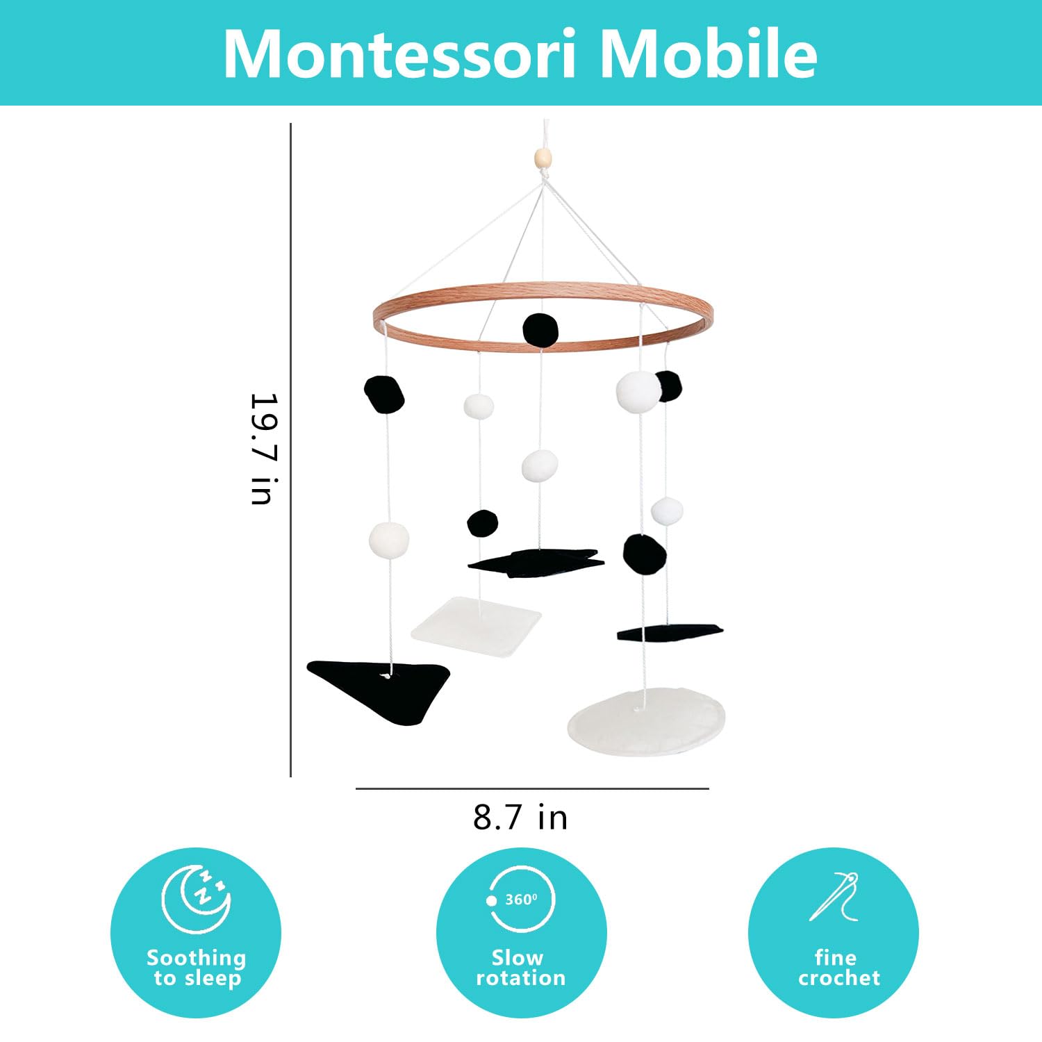 Vlokup Montessori safari mobile featuring elephant motif for engaging baby