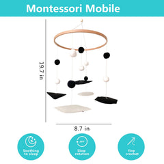Vlokup Montessori moon mobile, neutral decor for baby crib and pack n play