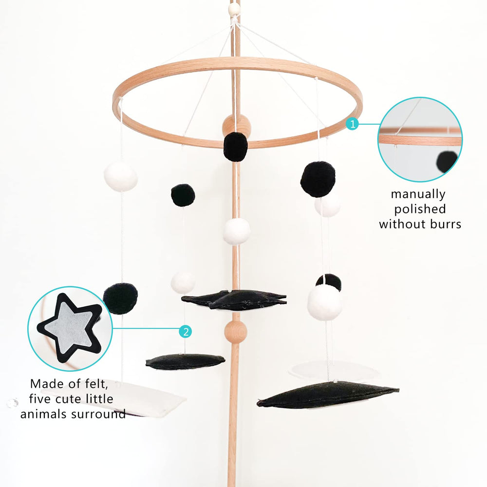 Vlokup Montessori star mobile, tactile felt shapes for calming visual interest