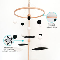 Vlokup Montessori star mobile, tactile felt shapes for calming visual interest