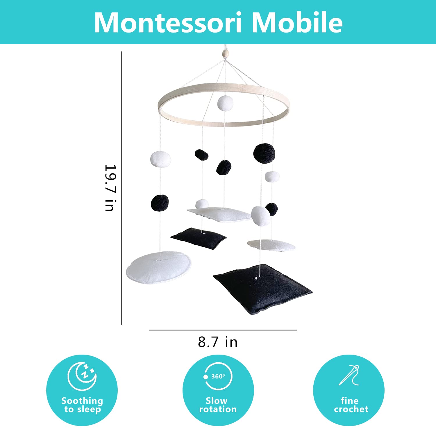 Vlokup Montessori woodland fox mobile designed to capture early focus