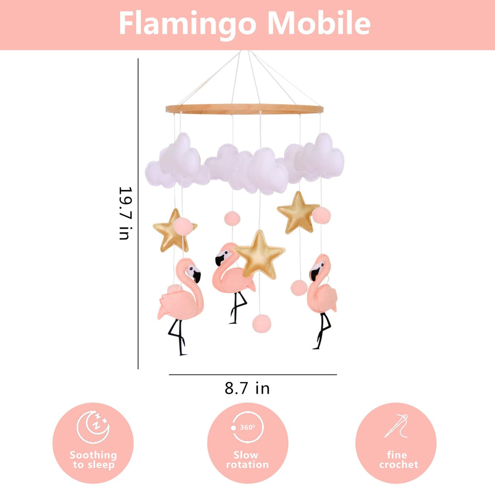 Vlokup flamingo nursery mobile adds a playful boho touch to nurseries.