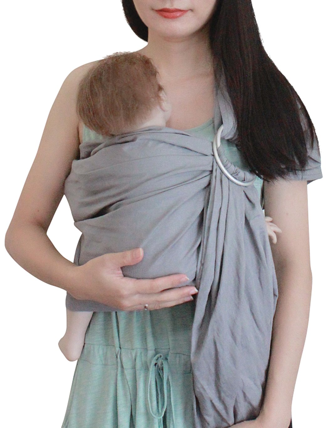 Vlokup Ring Sling shows close bonding with baby near the heartbeat for on the go
