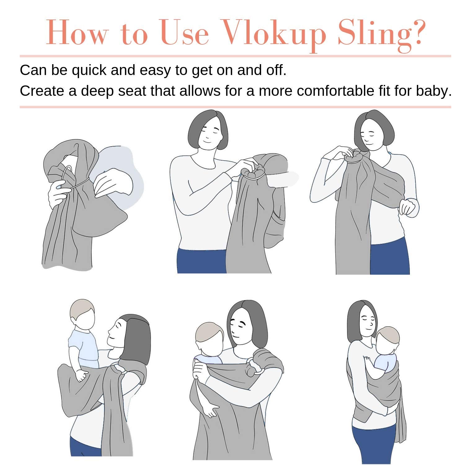 Vlokup Ring Sling grey color ideal for gift or everyday use