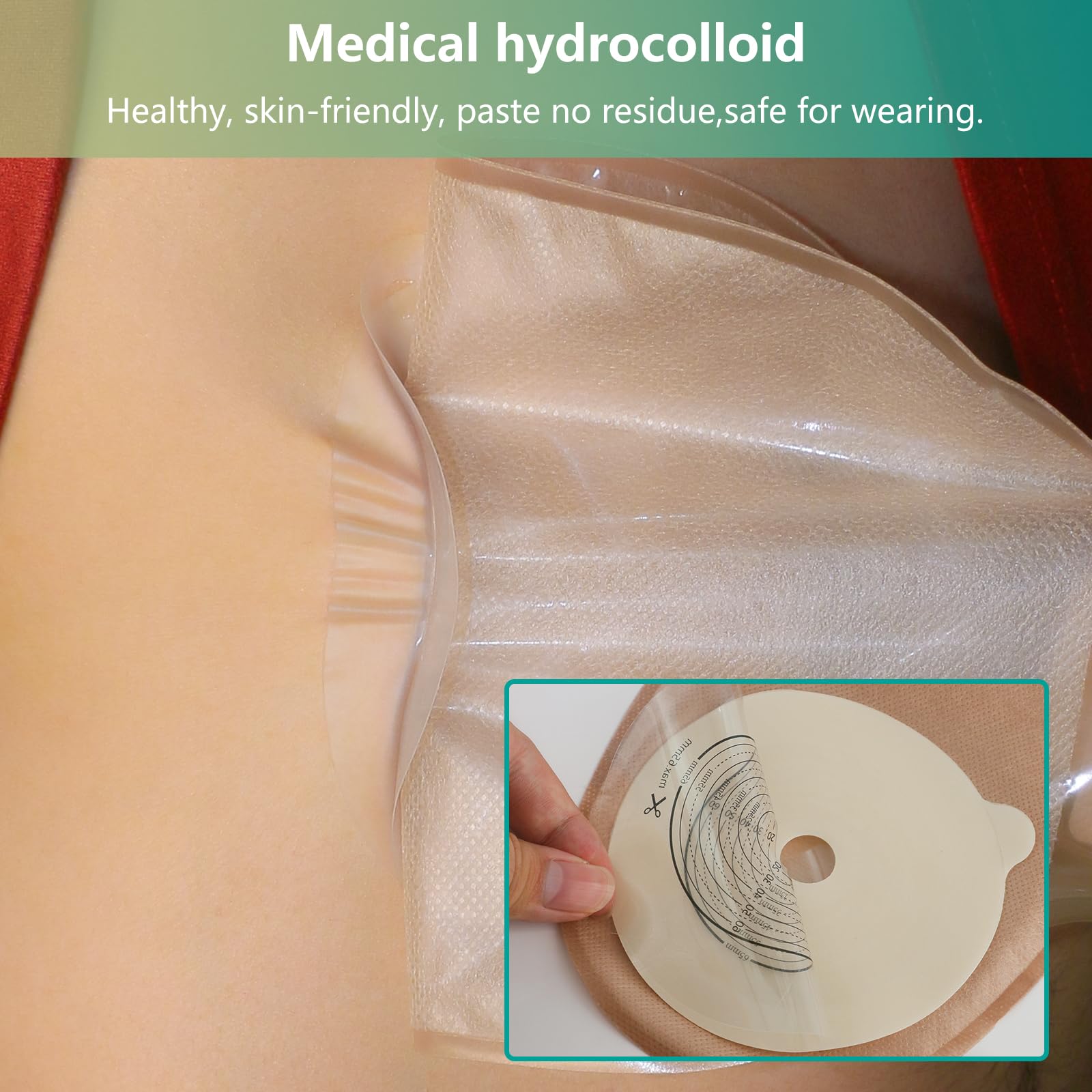 Vlookup one-piece drainable ostomy bags with closure for simple application