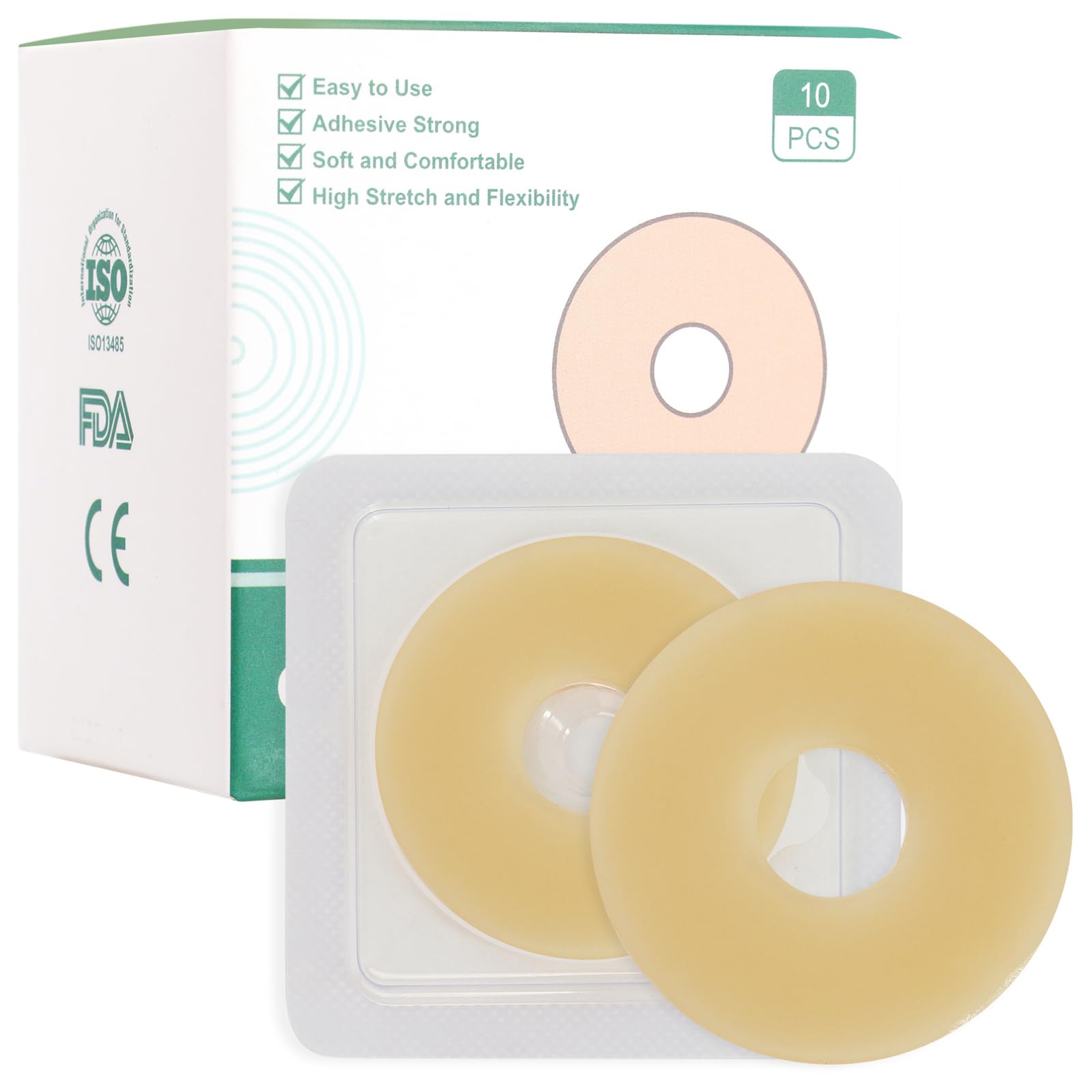 Vlookup ostomy barrier rings with 2-inch outer diameter for a secure seal.
