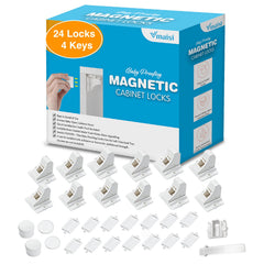 Vmaisi adhesive magnetic lock on cabinet closeup showing discreet hardware for safe storage