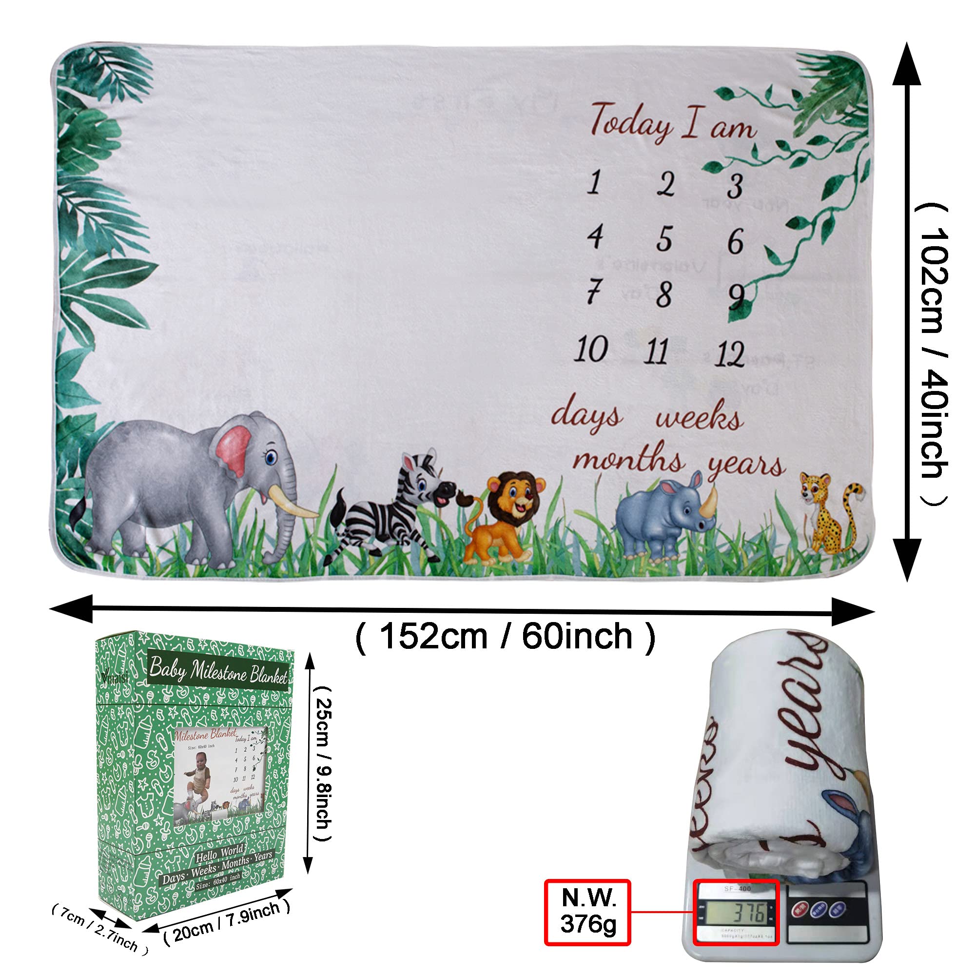Vmaisi green animal blanket adds playful nursery decor and photo-worthy moments.