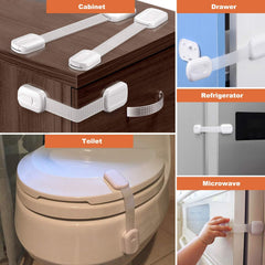 Vmaisi cabinet locks on a fridge door for child safety in the kitchen.