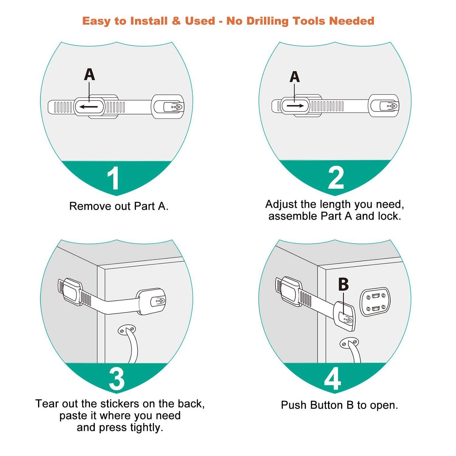 Vmaisi toilet/oven/trash cabinet locks safeguard tiny fingers.