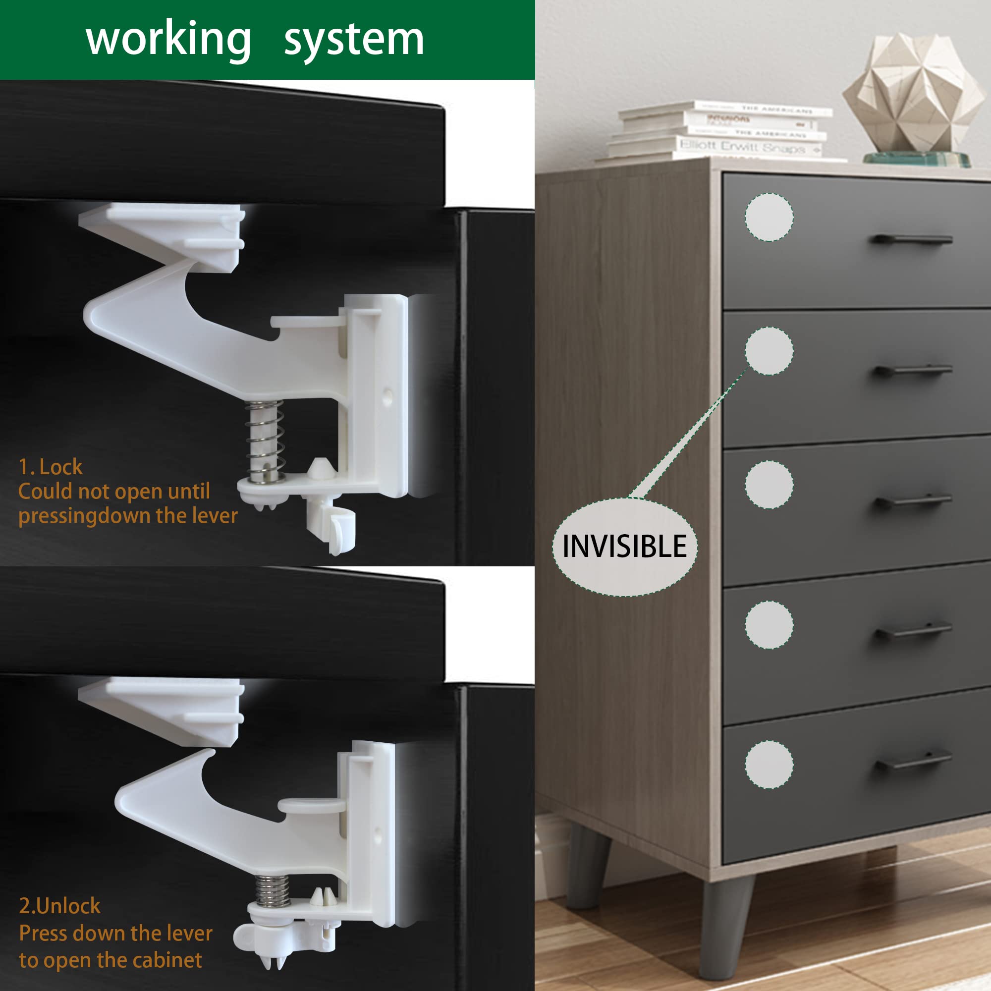 Vmaisi baby-proofing cabinet locks keep curious toddlers out of drawers