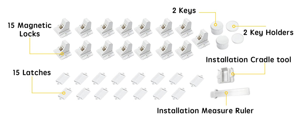 Installation of Vmaisi locks showing adhesive-backed setup, tool-free