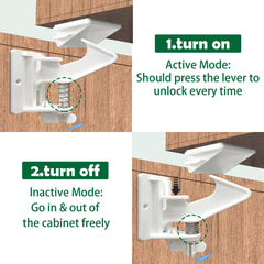 Vmaisi easy-stick cabinet lock shown during peeling and sticking process