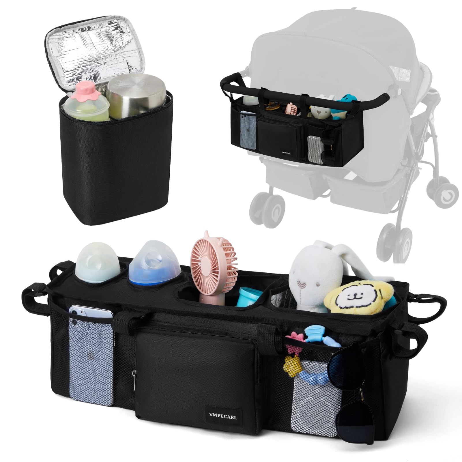 VMEECARL durable polyester with reinforced stitching for long-lasting stroller organization