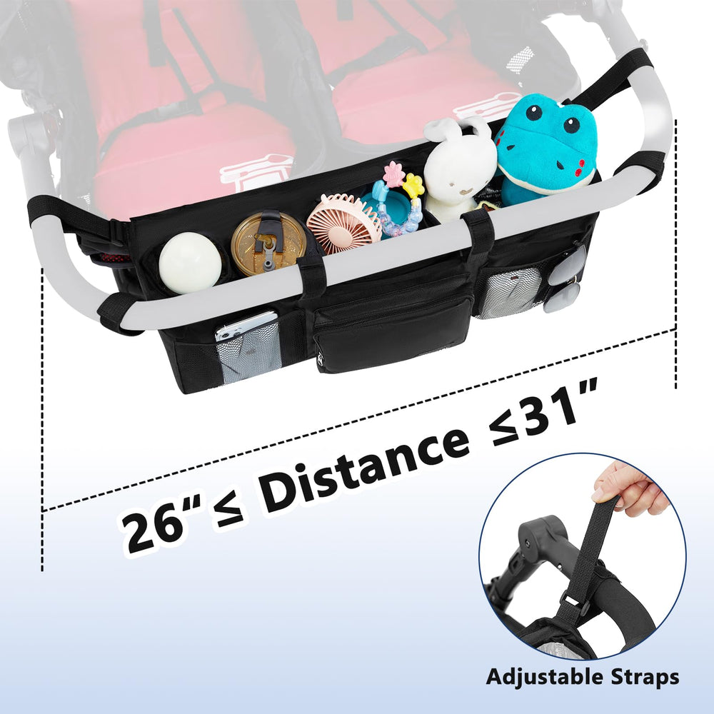 VMEECARL organizer's large storage compartment holds diapers, snacks, and essentials for easy access