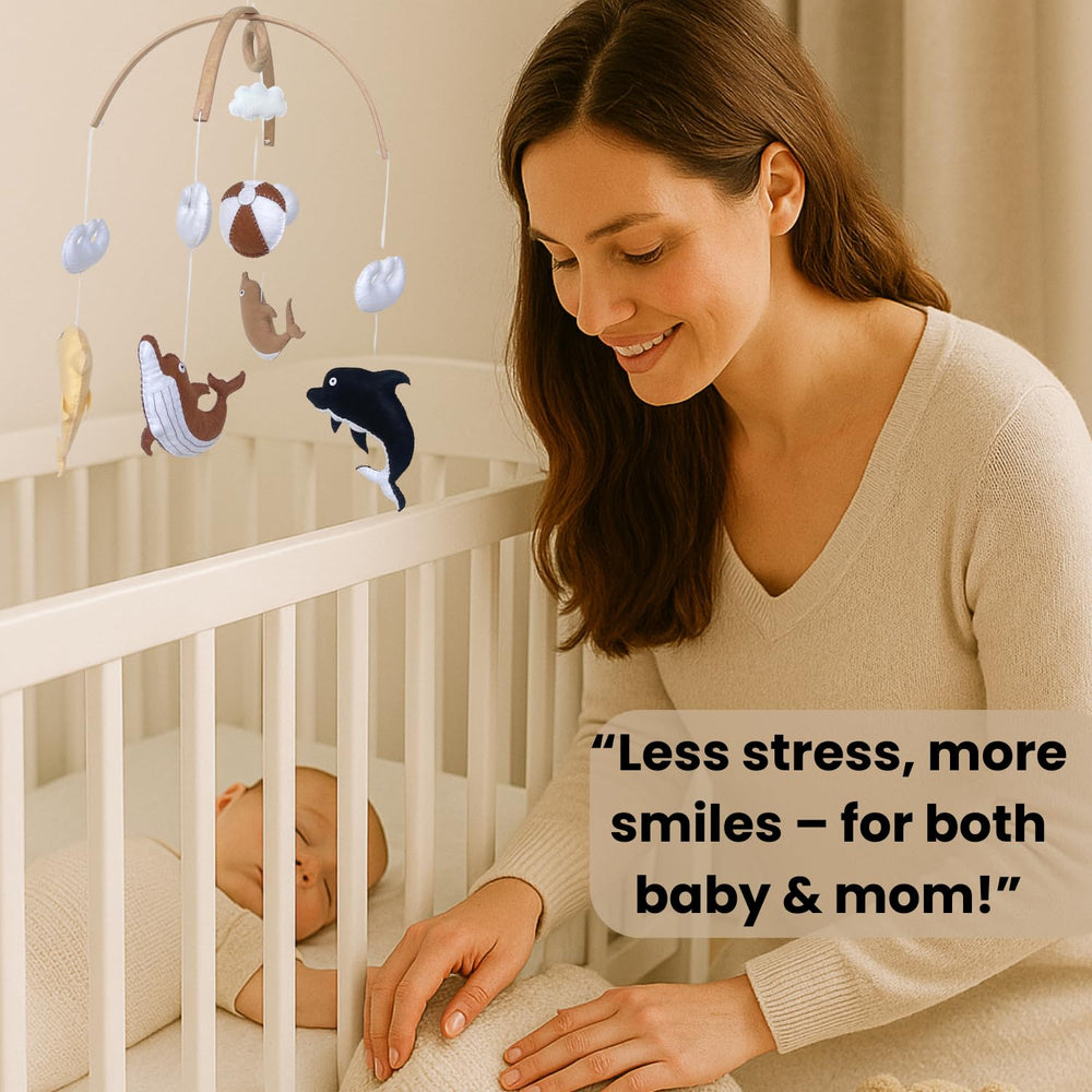VN3BTOY Dolphins sway in view, adding gentle motion to naptime visual routine.