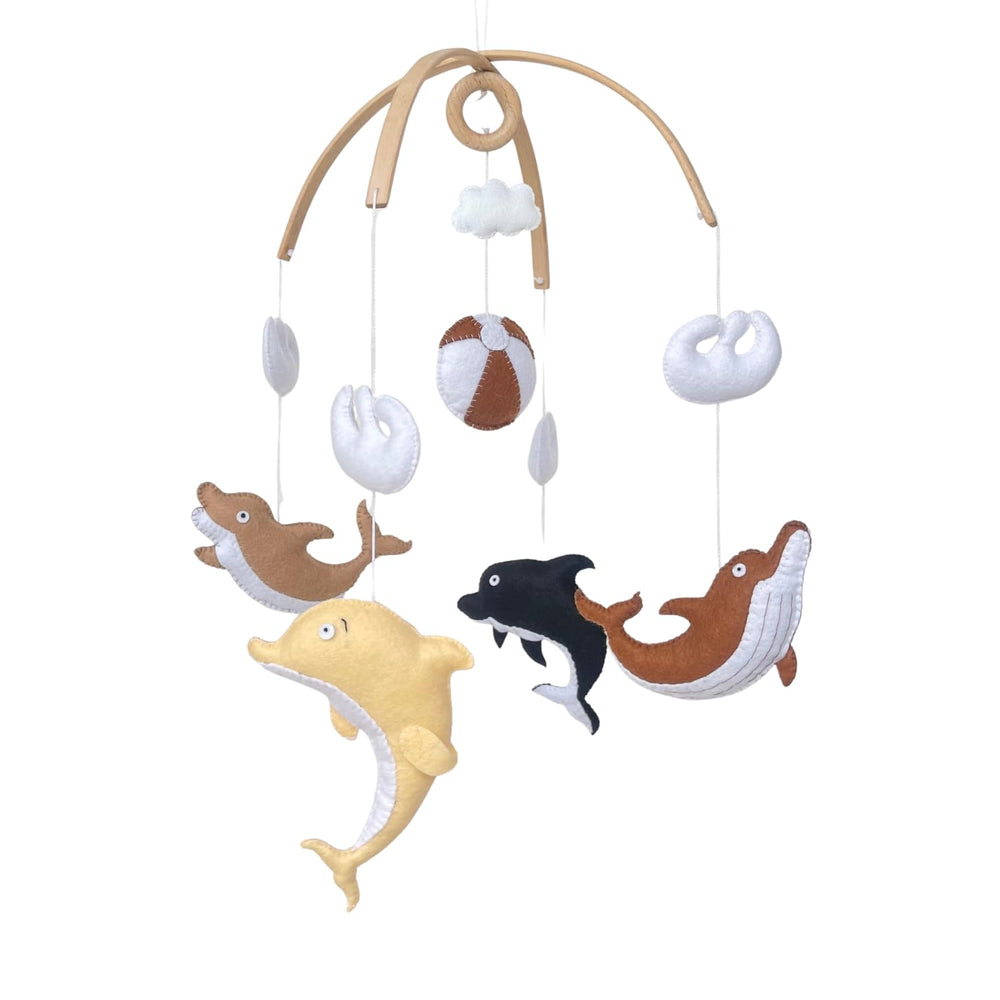 VN3BTOY Baby Mobile Ocean Dolphins sway gently to aid focus during wakeful moments.
