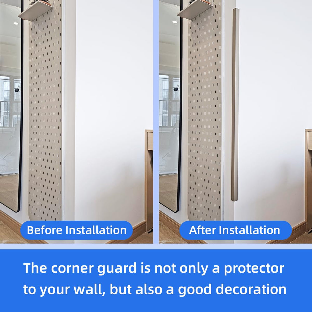 VNBQB champagne finish corner protection on walls, doors, or cabinets.
