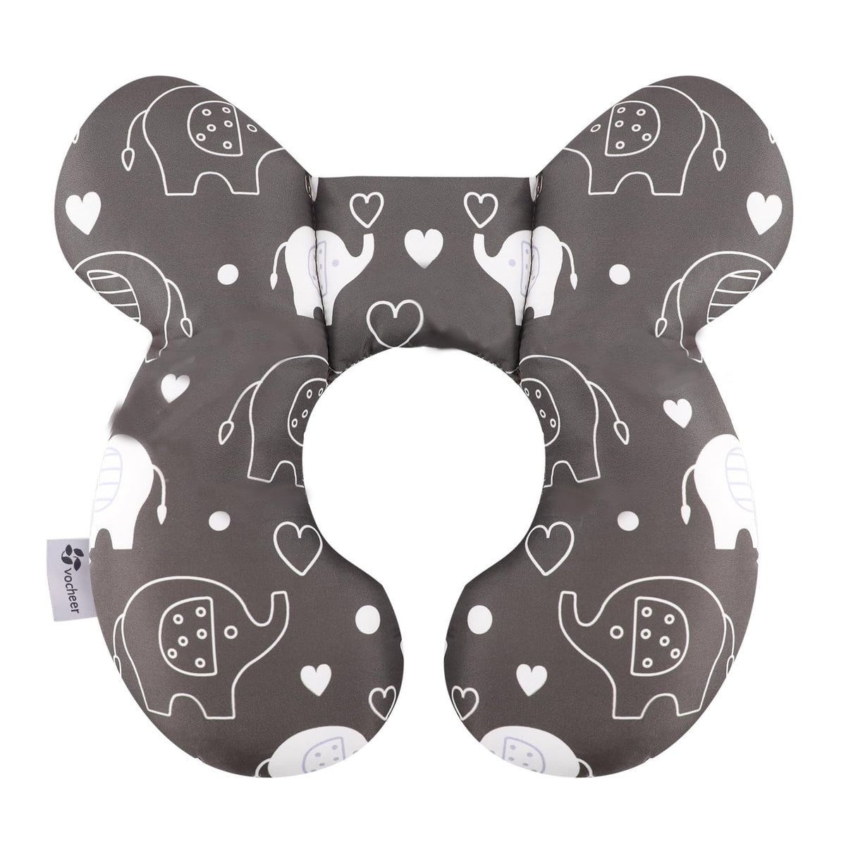 vocheer Baby Travel Pillow elephant design provides cozy, supportive head comfort on the go.
