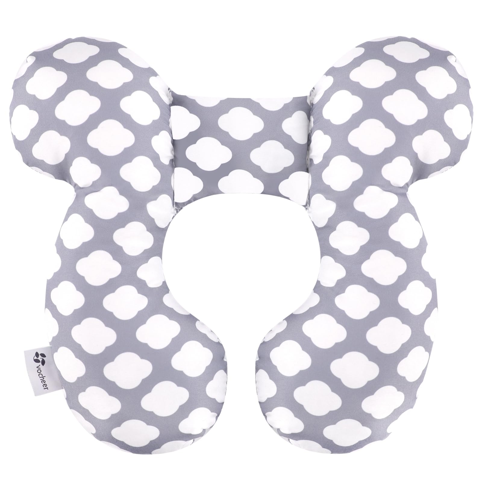 vocheer Baby Travel Pillow full view shows cloud-white support for travels.